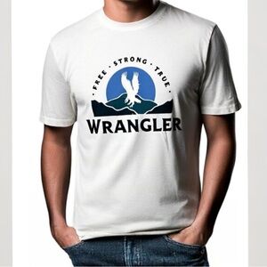 Wrangler Free Strong True Graphic Tee (Men’s Small) White Logo T-Shirt
